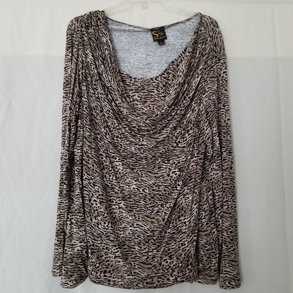 Serena Williams long sleeve leopard print blouse